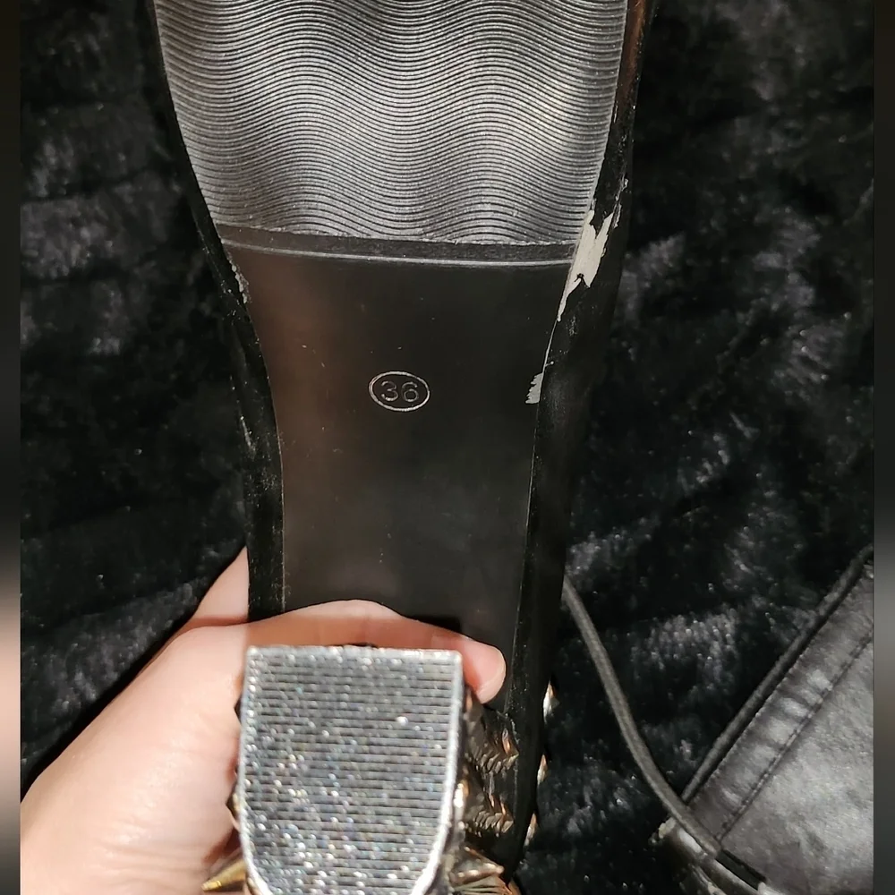 Jojo Cat Black Platform Studded Booties
